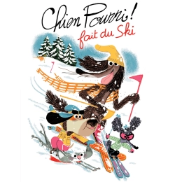 Chien pourri fait du ski